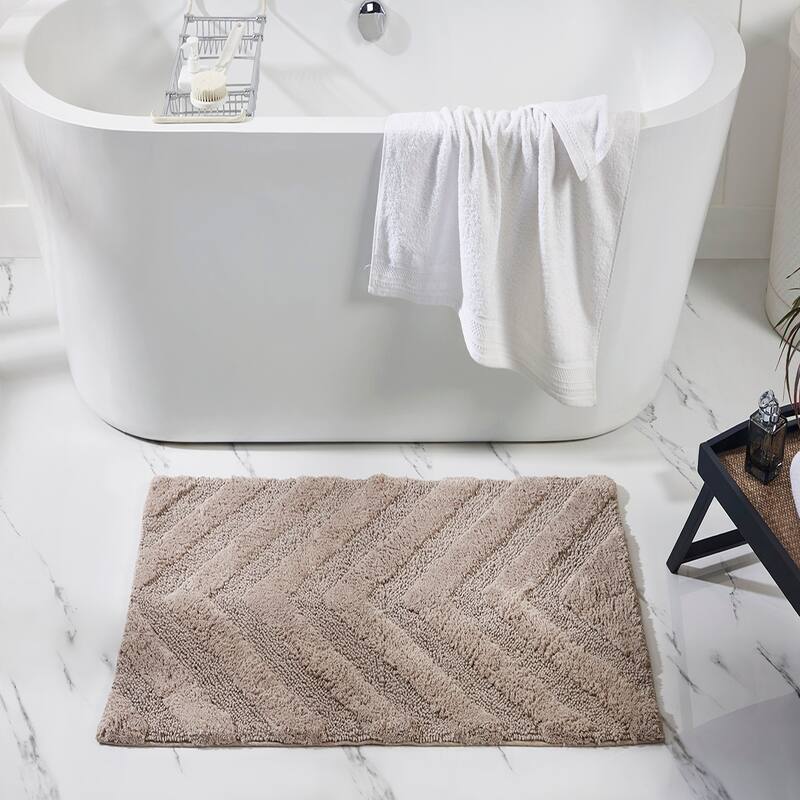 Better Trends Bathroom Rug Set 100% Cotton Tufted Water Absorbent Bath Rug for Shower, Sink Mats Machine Wash Hugo Collection