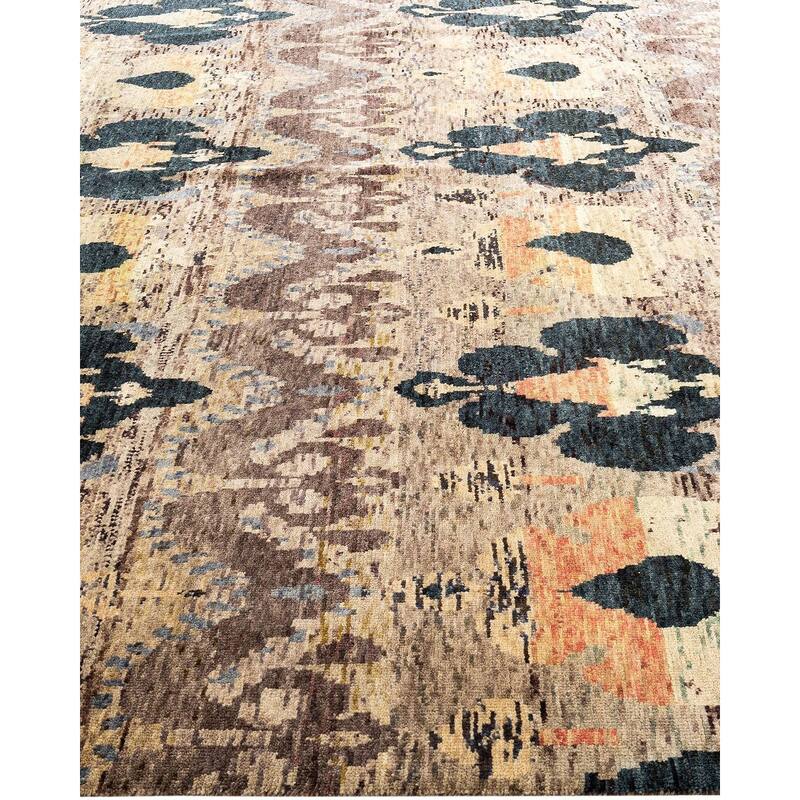 Ikat One-of-a-Kind Handmade Area Rug - Brown, 7' 10" x 10' 1" - 7' 10" x 10' 1"