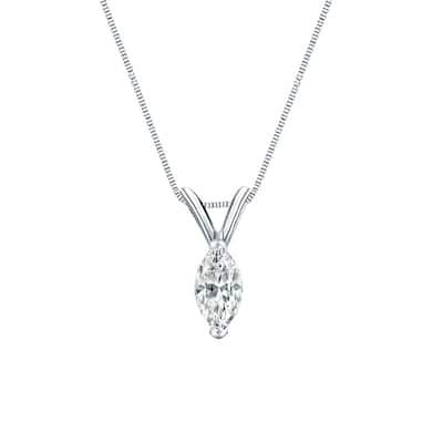 Auriya 14-karat Gold 0.45ctw Marquise Solitaire Lab Grown Diamond Necklace V-End Prong (D-E VVS) - 0.45