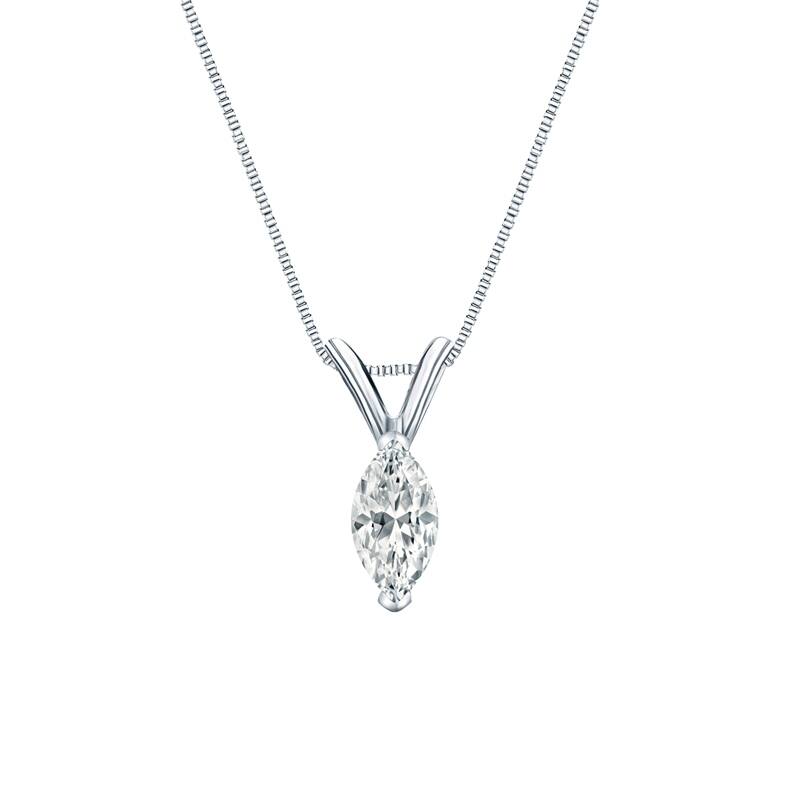 Auriya Platinum 0.45ctw Marquise Solitaire Lab Grown Diamond Necklace V-End Prong (D-E VVS) - 0.45