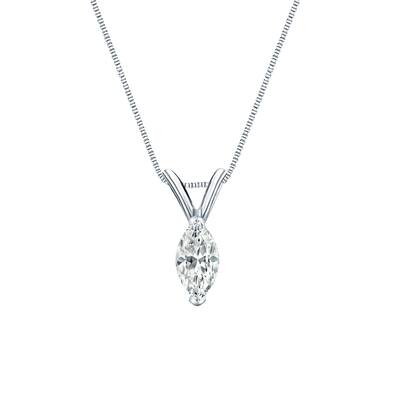 Auriya Platinum 0.45ctw Marquise Solitaire Lab Grown Diamond Necklace V-End Prong (D-E VVS) - 0.45