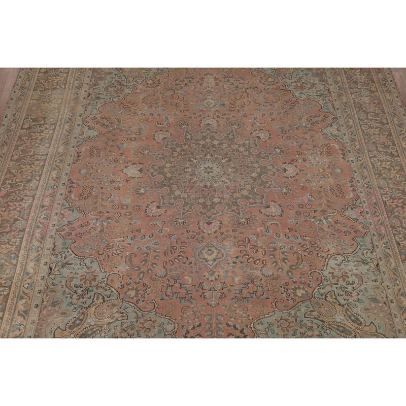 Floral Tabriz Persian Area Rug Handmade Living Room Wool Carpet - 9'8"x 12'7"