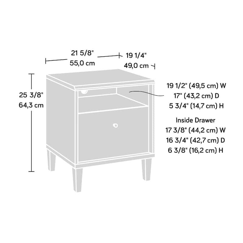 Engineered Wood Coastal Night Stand with Large Drawer, Brown