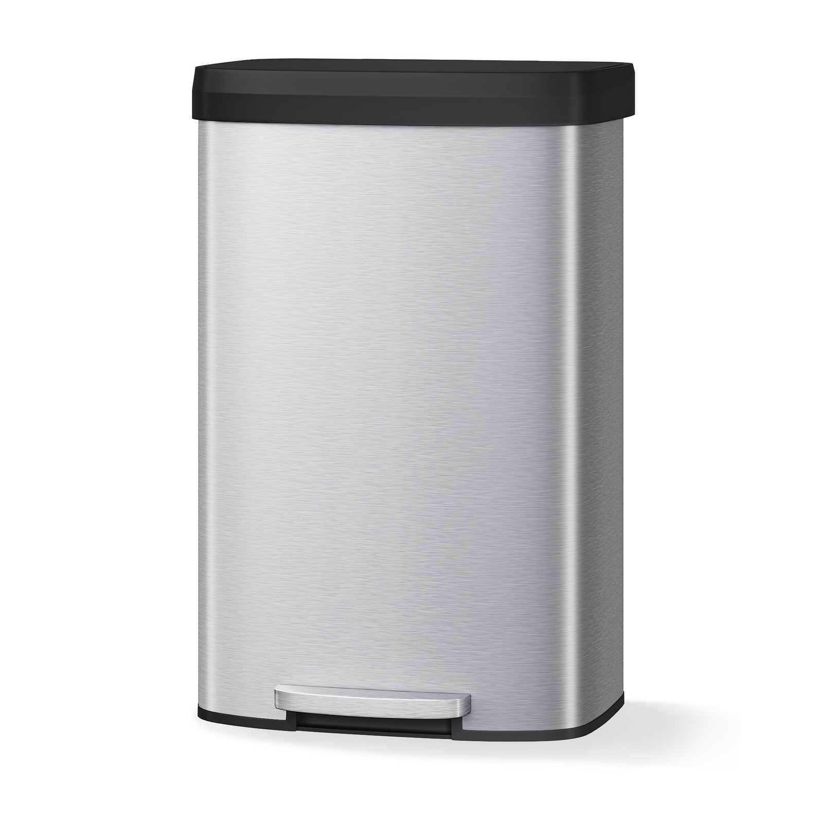 21 Gallon (80L) Step-On Trash Can, Stainless Steel Rectangular Bin, Soft-Close Lid, Large Waste Container for Kitchen
