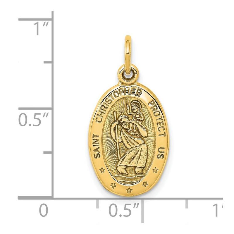 Curata 10k Yellow Gold 18" 25x11mm Antiqued St. Christopher Pendant Necklace