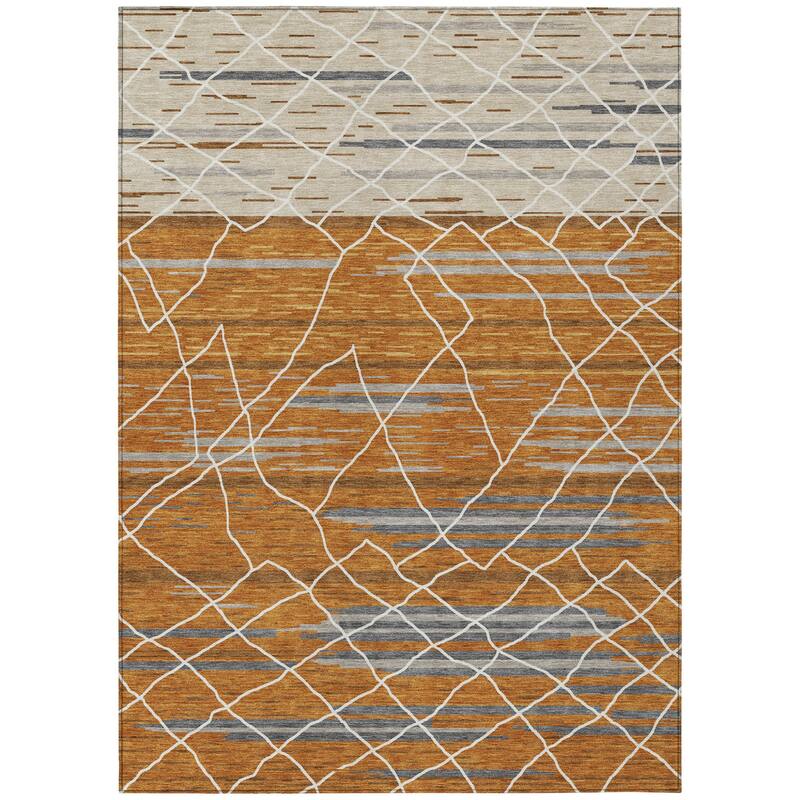 HomeRoots Striped Modern Rectangle Outdoor Rug