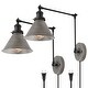preview thumbnail 24 of 22, Malryn Set of 2 Modern Black Gold Adjustable Swing Arm Lights Plug-in Wall Sconces for Bedroom