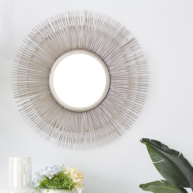 Metal Starburst Room Wall Mirror - Silver - Roche River Decor