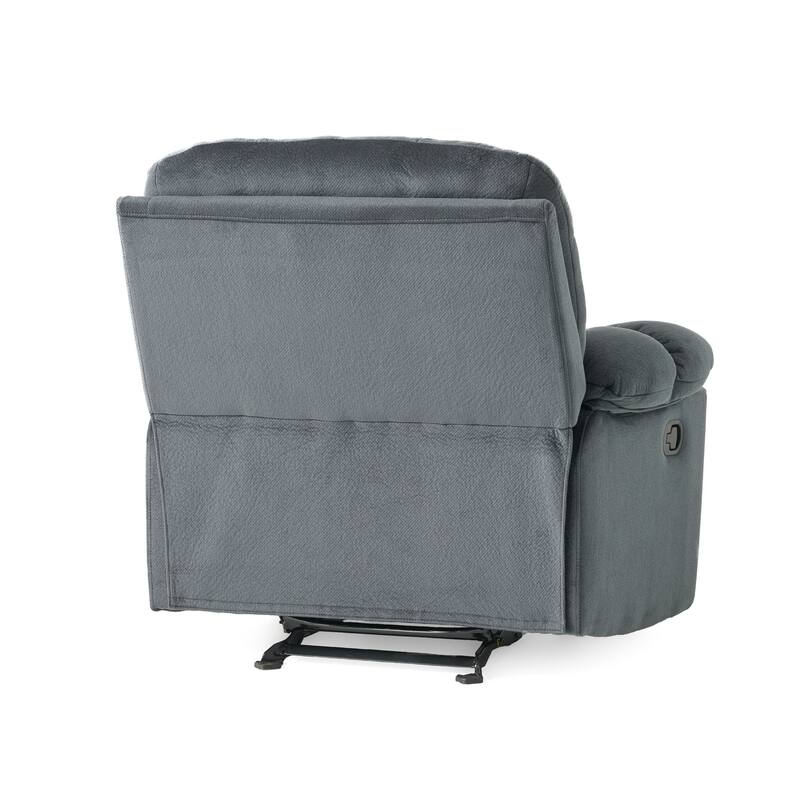 Stylish Manual Recliner with Soft Fabric Upholstery, Plush Padding, and Dual Cup Holders