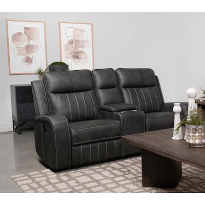 Forrest Grey Motion Reclining Loveseat with Console