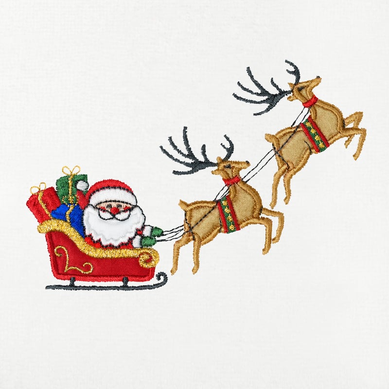 Authentic Hotel and Spa Christmas SANTA'S SLED Embroidered Luxury 100% Turkish Cotton Hand Towels Set of 2
