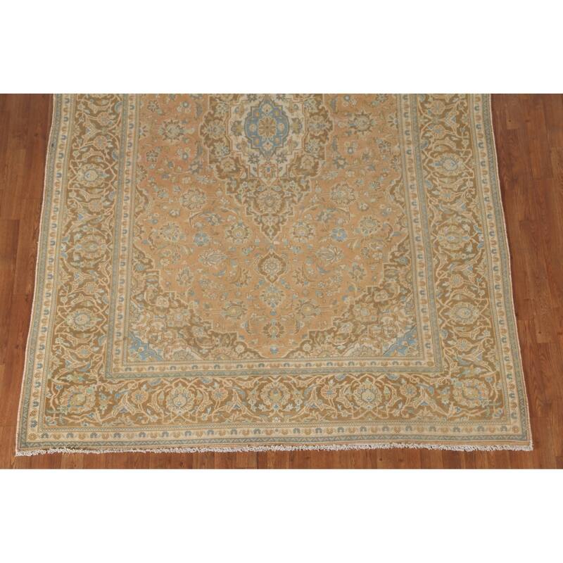 Traditional Kashan Persian Vintage Rug Handmade Wool Carpet - 6'6"x 9'6"