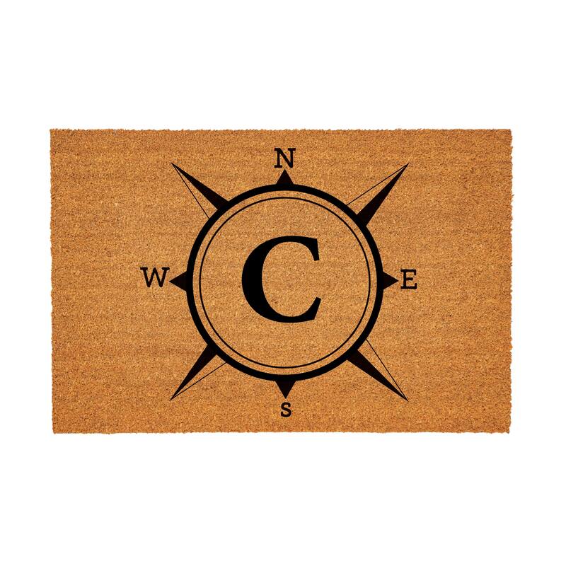 Coastal Coir Mat Compass Monogram 36"x24" - Letter C