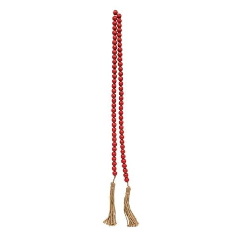 Red & White Bead Garland w/Tassel