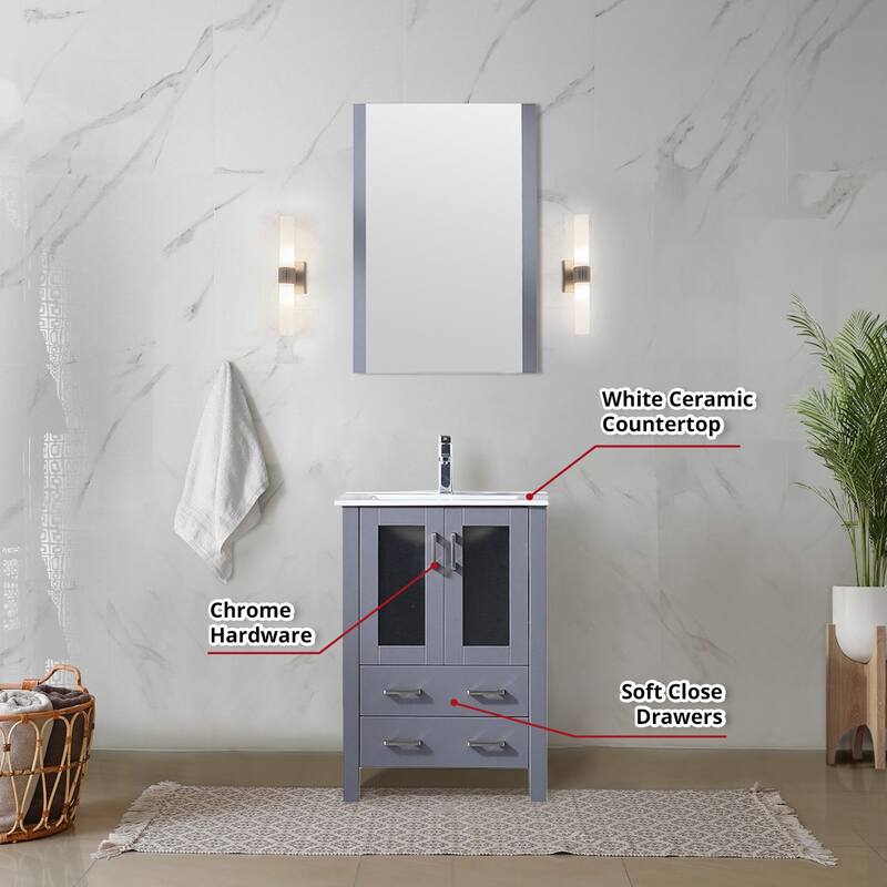 Lexora Volez 24 inch single Bathroom Vanity Countertop With Sink