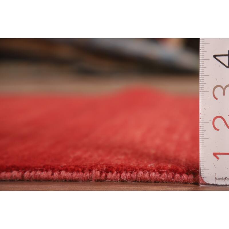 Modern Red Gabbeh Oriental Foyer Rug Hand-Knotted Wool Carpet - 3'4"x 4'10"
