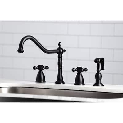 Kingston Brass Heritage 8-Inch Widespread Kitchen Faucet with Brass Sprayer