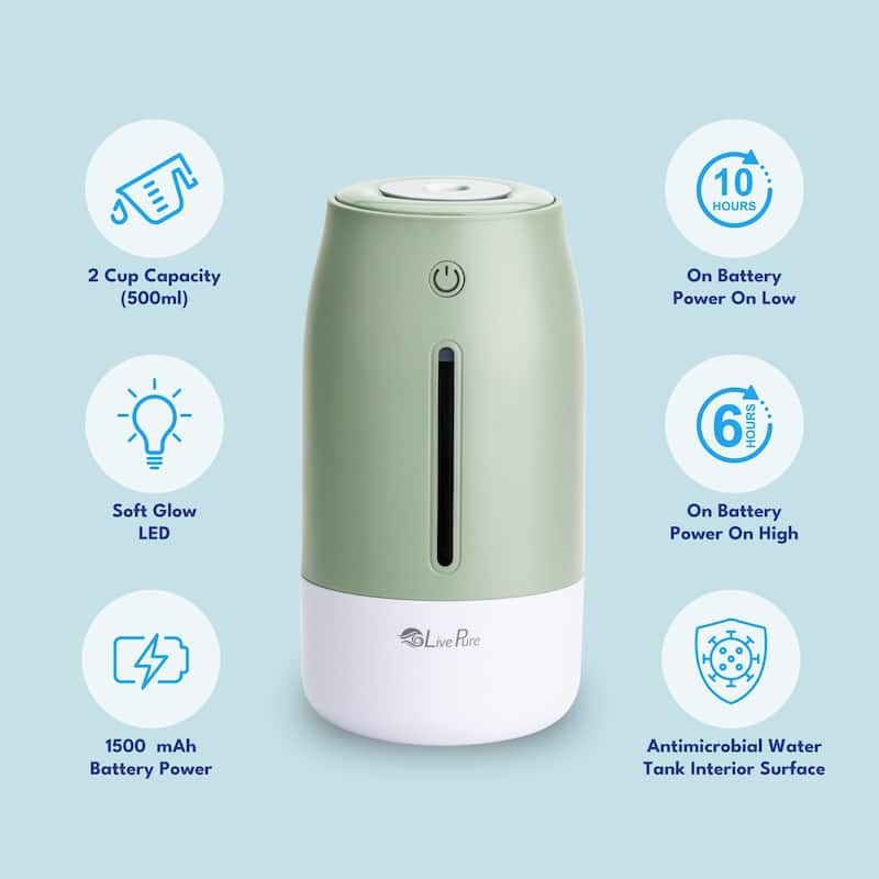LivePure LP250 Aqua Glo Portable Cool Mist Humidifier