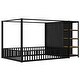preview thumbnail 4 of 23, Twin/Full Size House Floor Bed with Wardrobe and Storage Shelves, Metal Canopy Bed Montessori Bed with Fence Guardrails