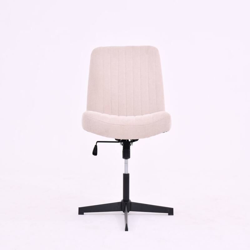 Cross Legged Armless Office Chair, Adjustable Swivel Fabric No Wheels