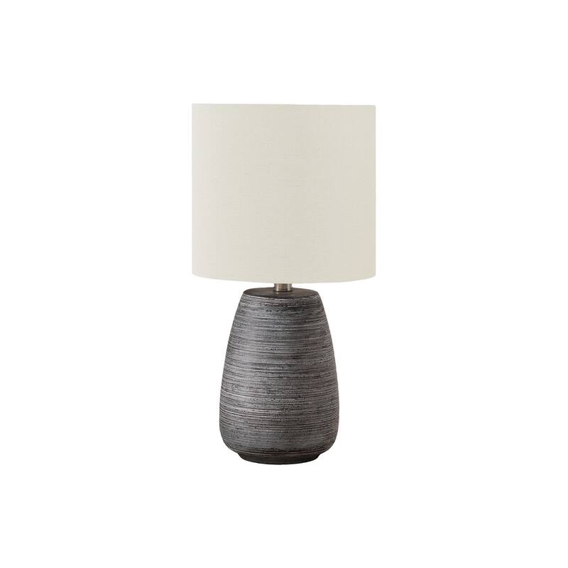 Lighting, 19"h, Table Lamp, Grey Ceramic, Ivory / Cream Shade, Contemporary