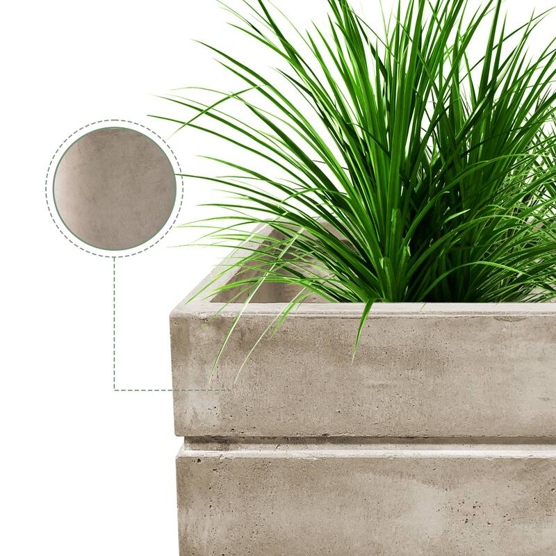 Durx-litecrete Lightweight Concrete Crate Light Gray Planter-Large - 17.7'x17.7'x15.2'