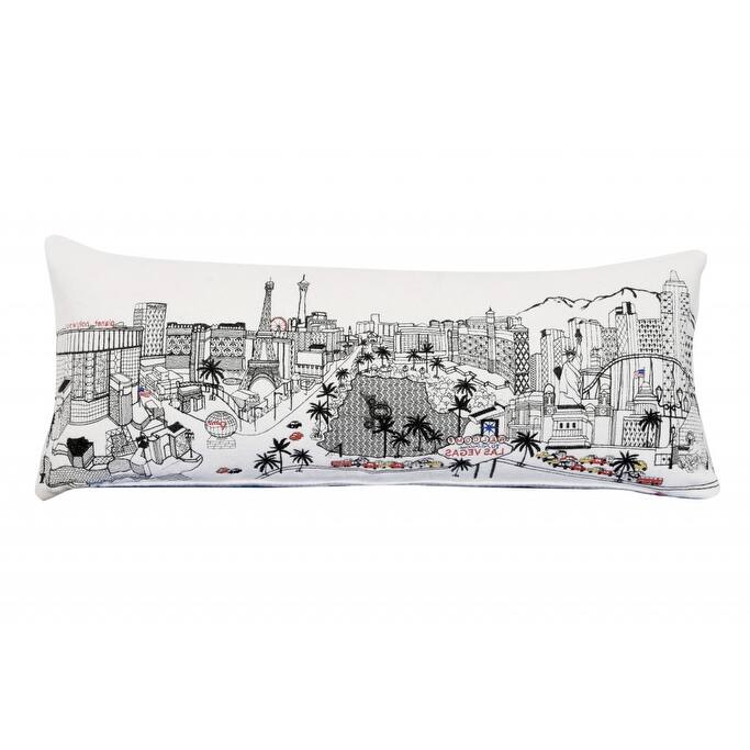 35" White as Vegas Daylight Skyline Lumbar Decorative Pillow
