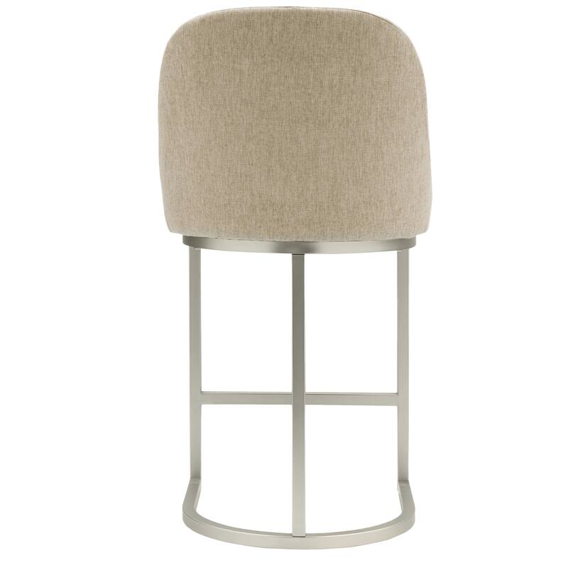 Leick Home Upholstered Barrelback Counter Stool with Metal Base