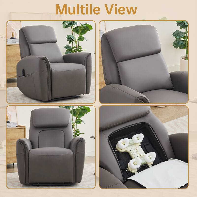Oversized Faux Leather Massage Power Recliner with Two Pockets