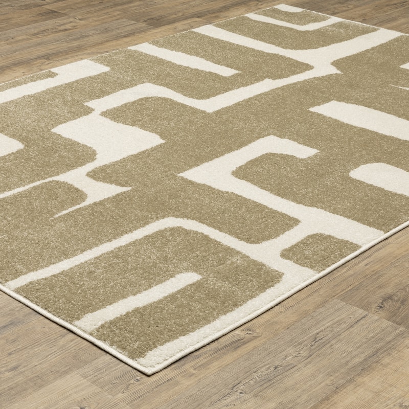 Quartz Abstract Maze Beige/ Ivory Area Rug