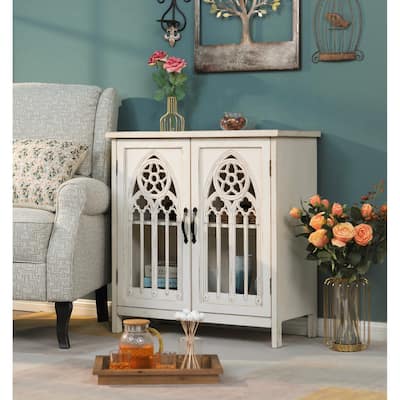 Accent Cabinet with 2 Doors, Distressed Storage Cabinet Display Cabinet