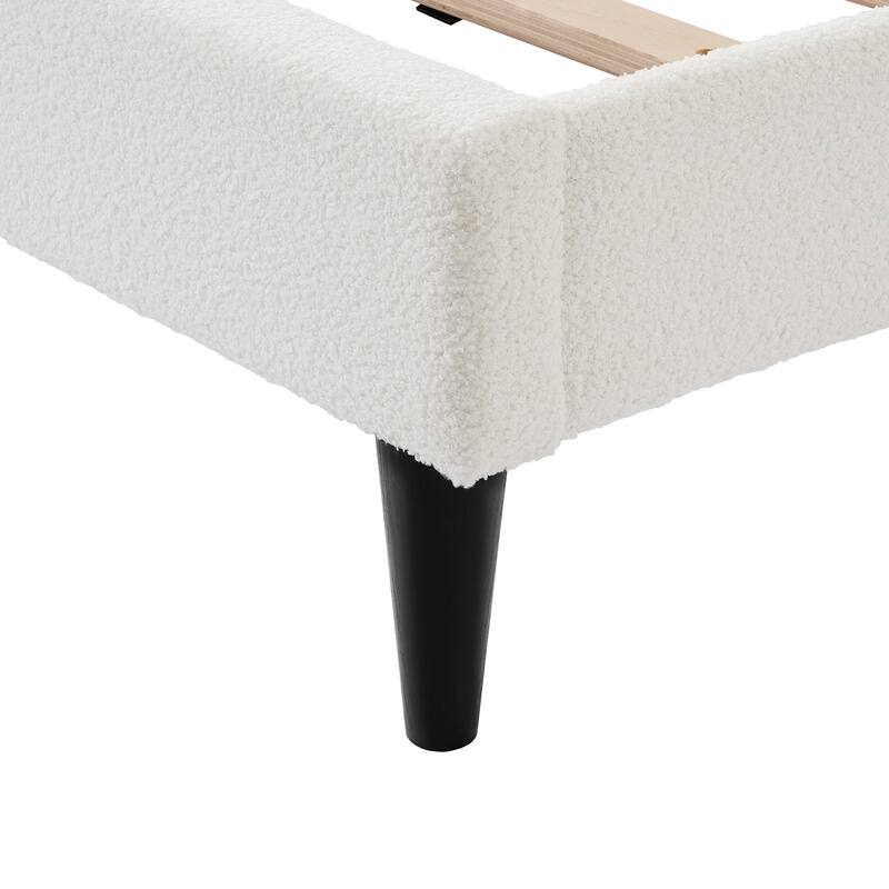 Christopher Knight Home - Olaf Cream Lambswool Petal Headboard Bed Frame with Ambient Light