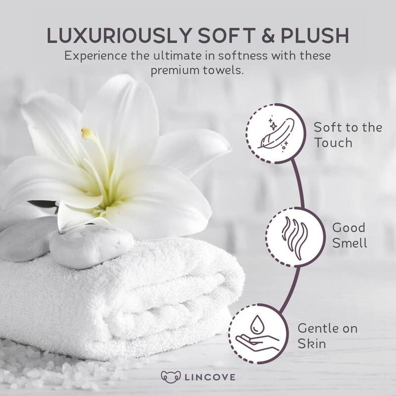 Lincove Set of 7 Luxury Towel Set - 100% Cotton, Highly Absorbent, and Eco-Friendly
