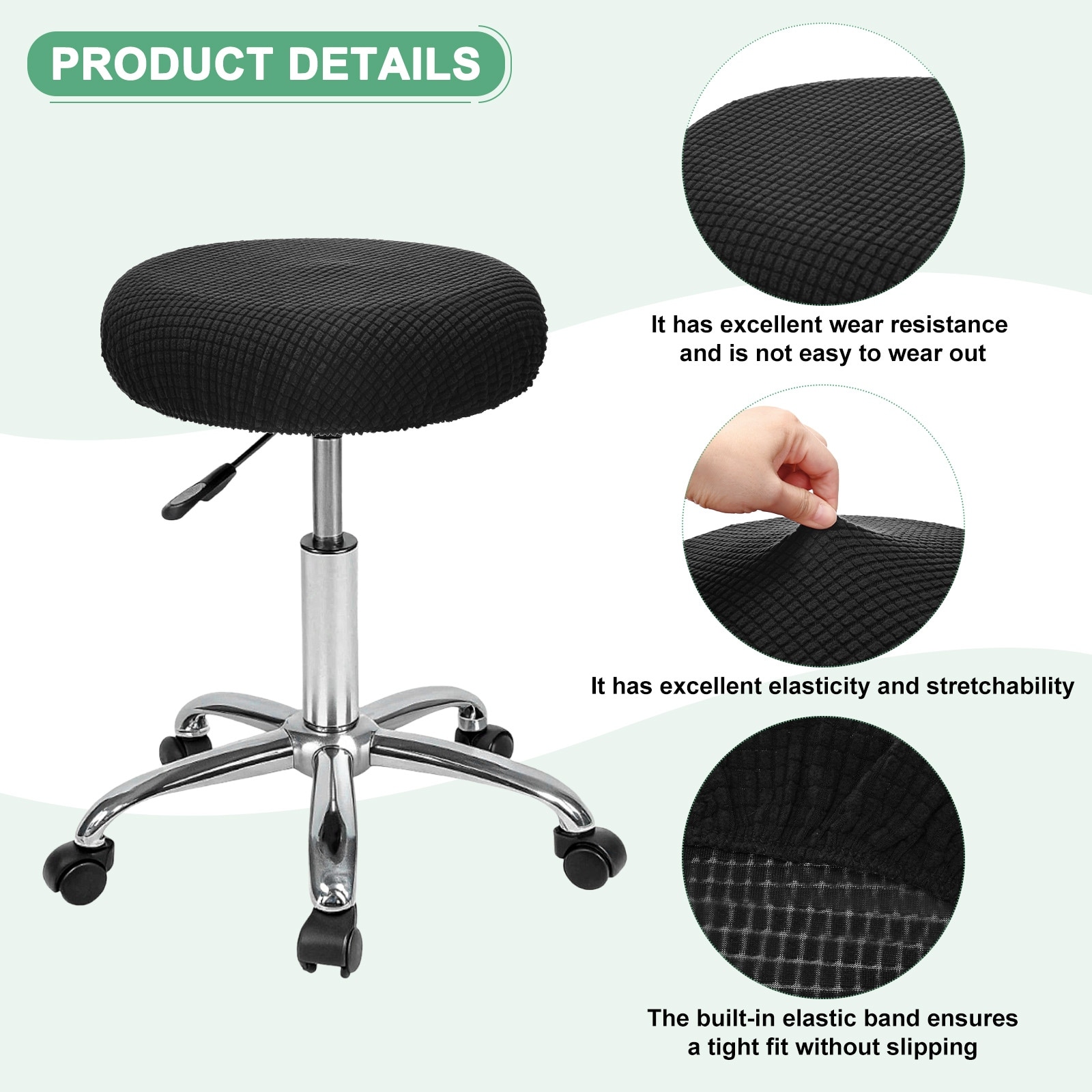Bar Stool Covers Round Polyester Corn Grid Seat Covers with Elastic Bands