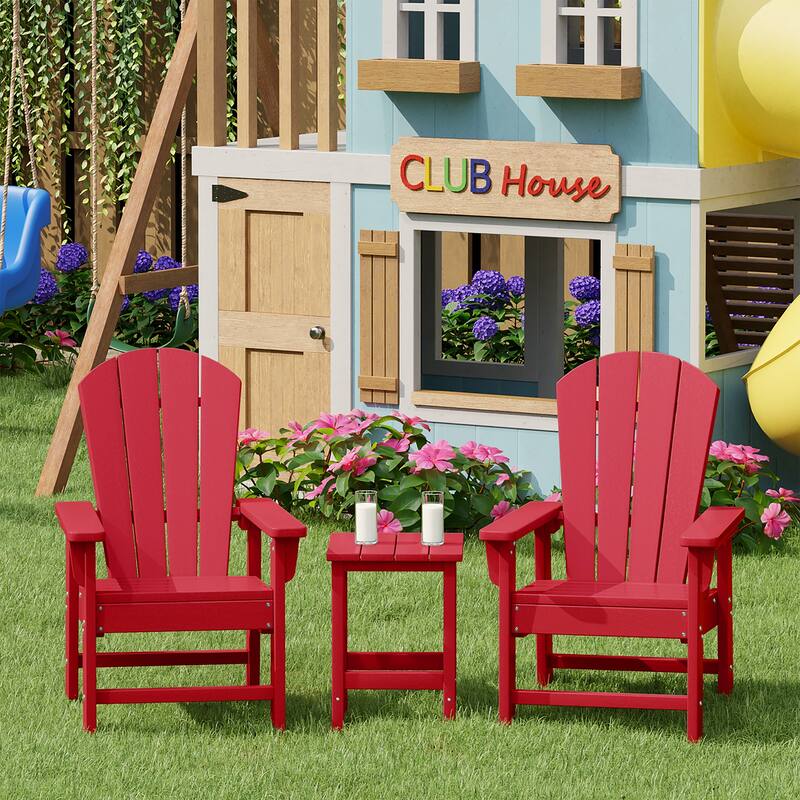 Laguna Kids Outdoor Poly Adirondack Chair With Side Table 3-Piece Set