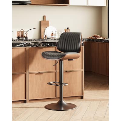 Adjustable Swivel Bar Stools with Footrest, Faux Leather Counter Stools for Kitchen Island