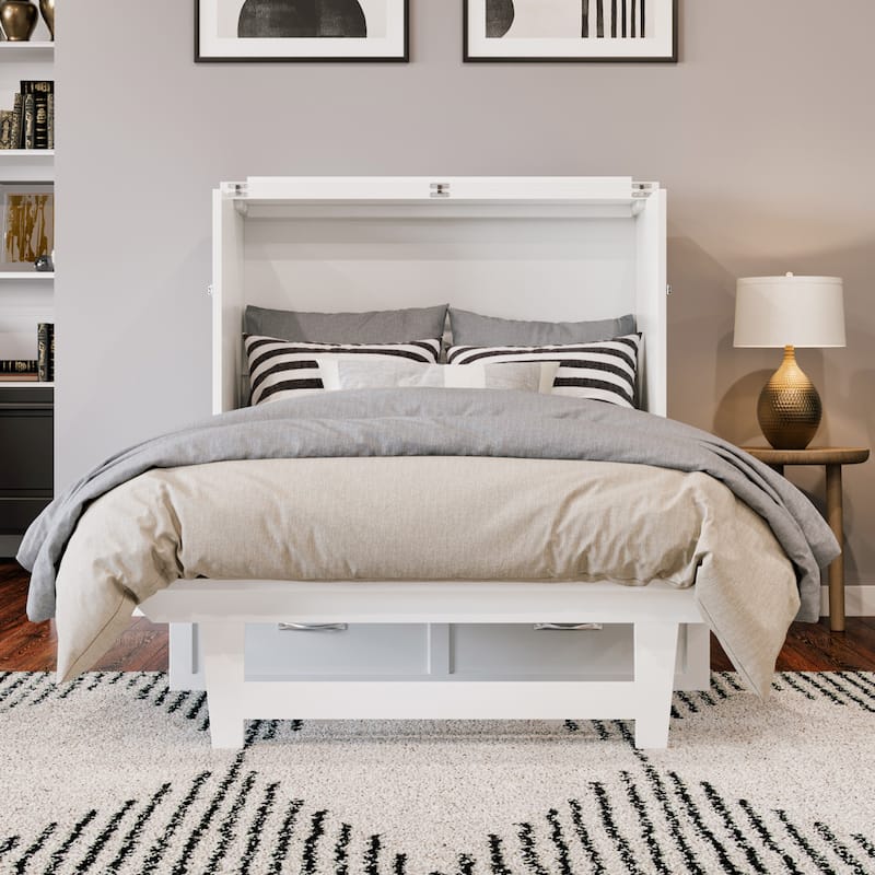 AFI Northfield Murphy Bed Chest with 6" Mattress, Storage Drawer & Built-In Charger