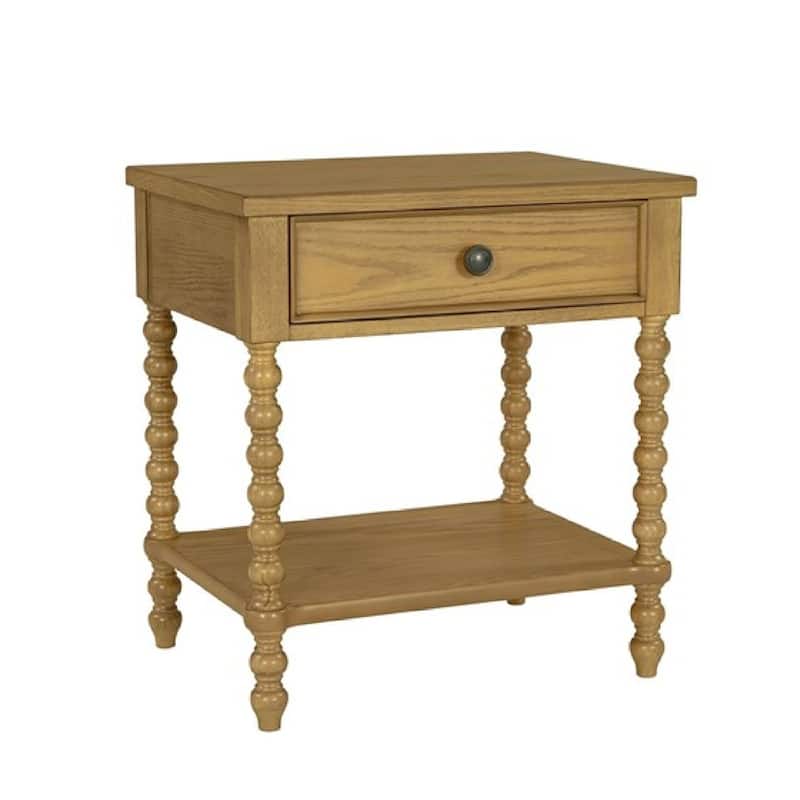 Roomfitters Beckett Accent Nightstand, Traditional Wood Side Table with Two Storage Compartments and Lower Shelf, Natural