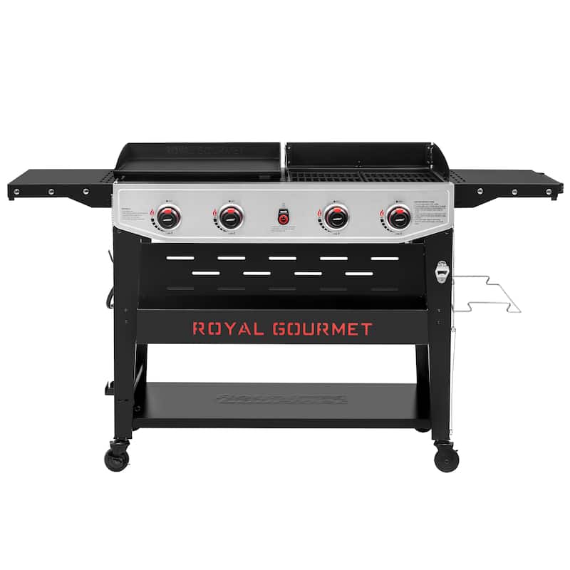 Royal Gourmet 4-Burner Gas Grill and Griddle Combo,Black & Silver