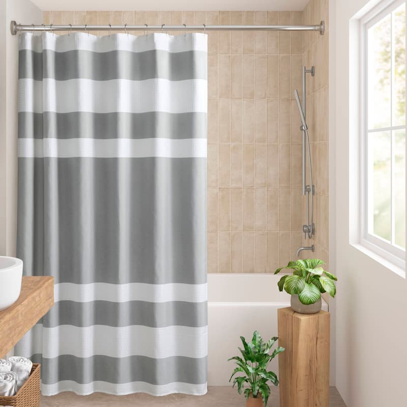 Madison Park Spa Waffle Shower Curtain with 3M Treatment