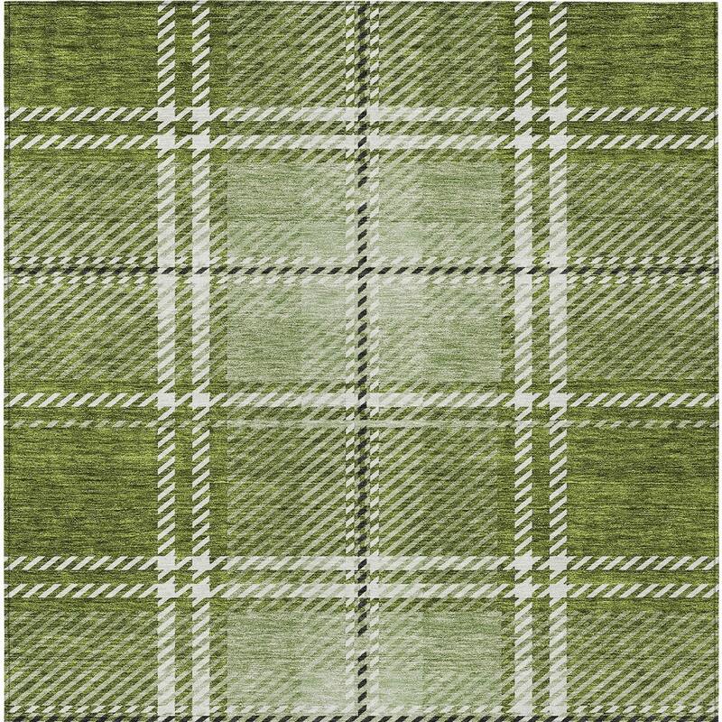 HomeRoots Plaid Transitional Rectangle Outdoor Rug