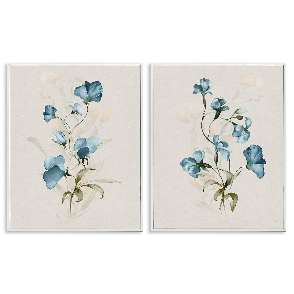 Stupell Blue Botanical Herbs Framed Giclee Art Design By Susan Jill (Set of 2)