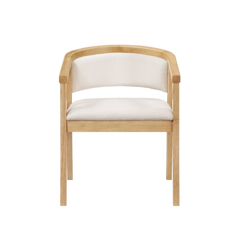 Christopher Knight Home - Noren Mid-Century Boucle Upholstered U-Shaped Dining Chair with Armrest - Set of 2