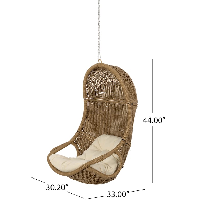 Orville Outdoor and Indoor Wicker Hanging Chair (NO STAND) by Christopher Knight Home - 400 lb limit