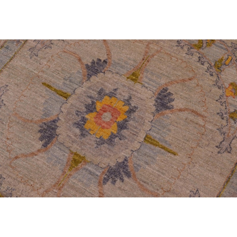 Eclectic Ziegler Gideon Light Gray/ Light Green Wool Rug - 9'1'' x 11'8''