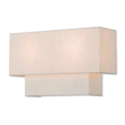Livex Lighting Claremont 2 Light 8" Tall Wall Sconce with Fabric Shade