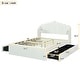 preview thumbnail 4 of 2, Pine Wooden Full Size Platform Bed Frame with 4 Storage Drawers, Upholstered Bed with 2 USB Design, Beige
