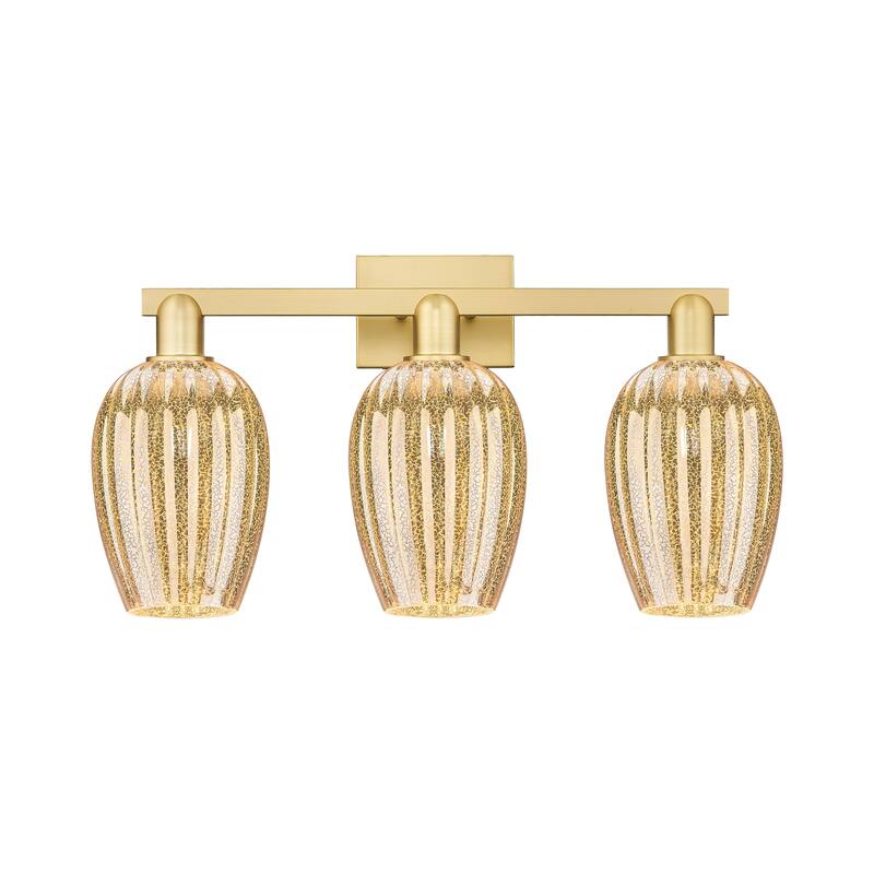 Innovations Lighting Downtown Urban - Preston - 3 Light 26" Flute Shade Bath Vanity Light - Satin Gold