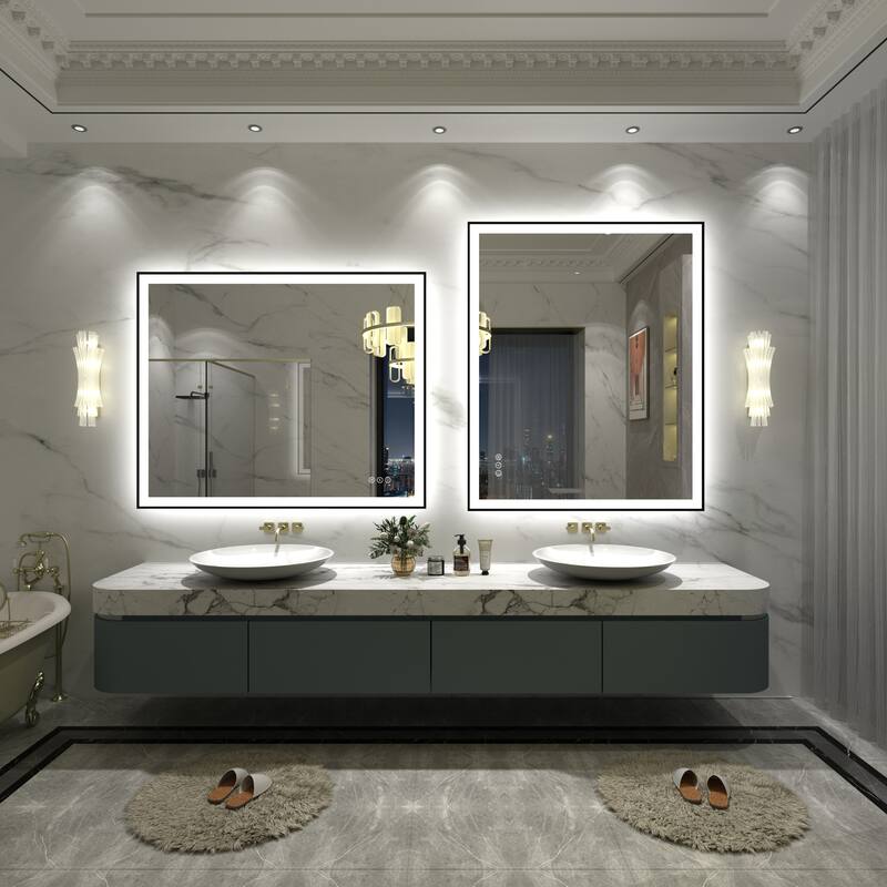 Front & Back LED Anti-Fog Tempered Glass Framed Bathroom/Vanity Mirror 3-Year Warranty