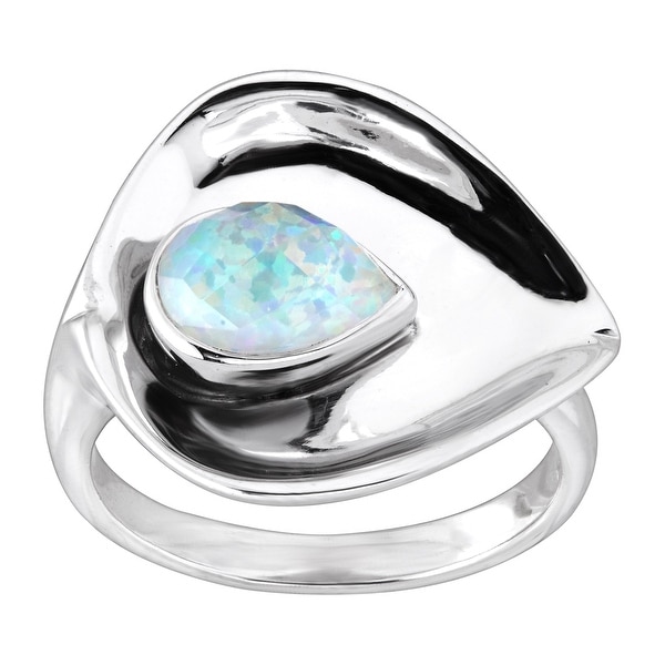 Sajen Natural Snowy Opal Quartz Doublet Calla Lily Ring in Sterling Silver